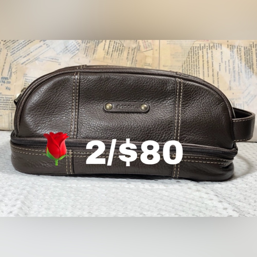 🌹 Fossil Vintage Dopp Leather Travel Case